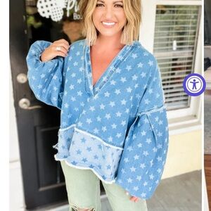 Star denim oversized jean jacket